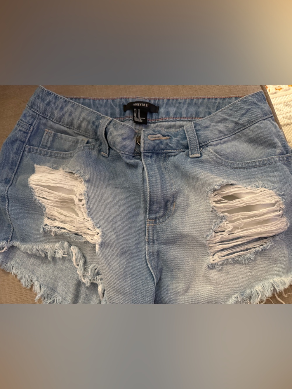 Forever 21 Light Blue Distressed Boyfriend Jeans Shorts